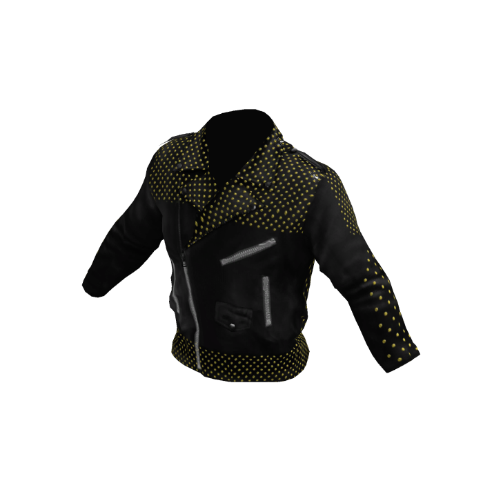 Black & Gold Studded Leather Moto Jacket