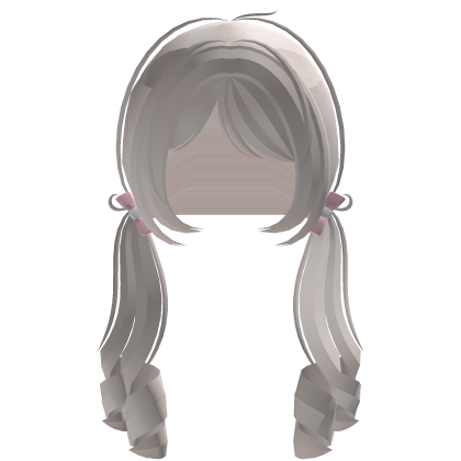 White curly doll pigtails w/ pink bows Roblox item
