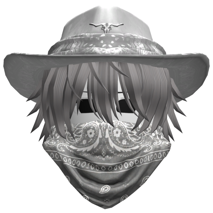 White Cowboy Hat with Mask + Neck Scarf