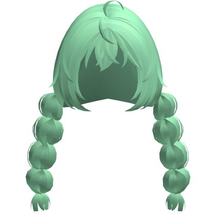 green kawaii anime bobble braids