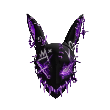 Glowing Mask Devil Bunny Cyberpunk Emissive Black