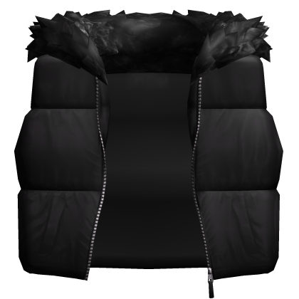 Black Puffer Vest + Neck Fur Collar 1.0