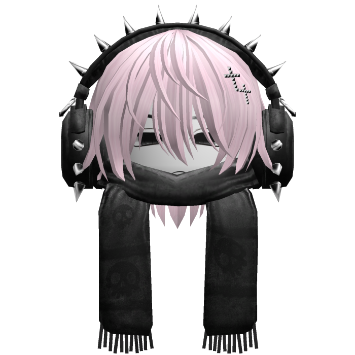 Boy Hair&Emo Headphones&Scarf Pink