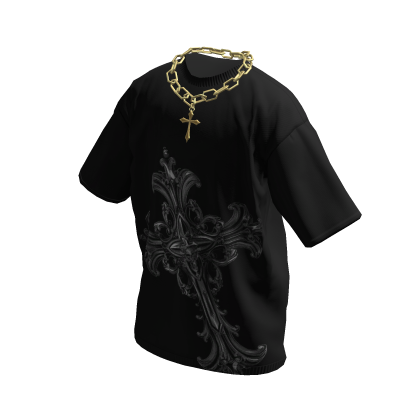 Cross T-Shirt w/ Gold Chain