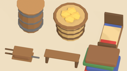 Low Poly Medieval Fantasy RPG Props Village x60 preview 3