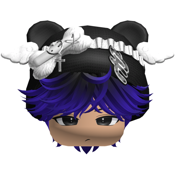 Cute black and blue hair Cat Cap Anime Y2k