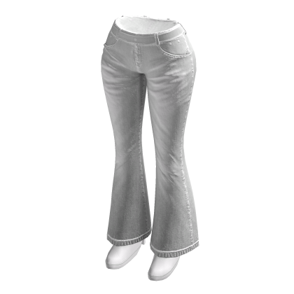 🍀Y2K Flare Pants with Heels(White)