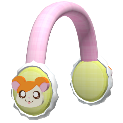 kawaii hamtaro pink green winter earmuff Roblox item