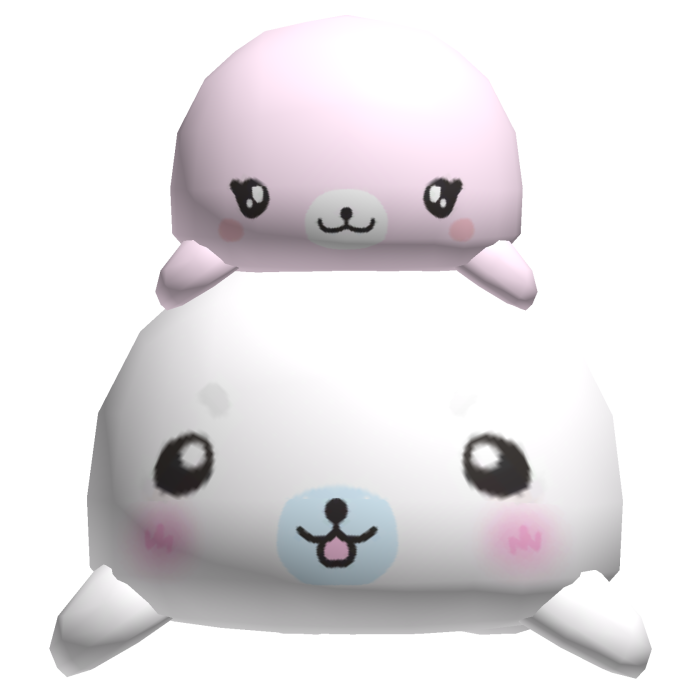 ♡ ꒰ pink silly stacked chubby seals on head ꒱ ♡