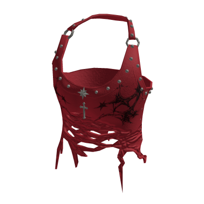 Ruched Halter Top with Starbursts (Red)