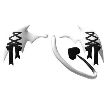 Bat Devil Imp Lace Tail - White Black