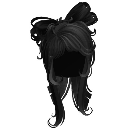 Long Cute Bow Shaped Ponytail Hair - Black Roblox item