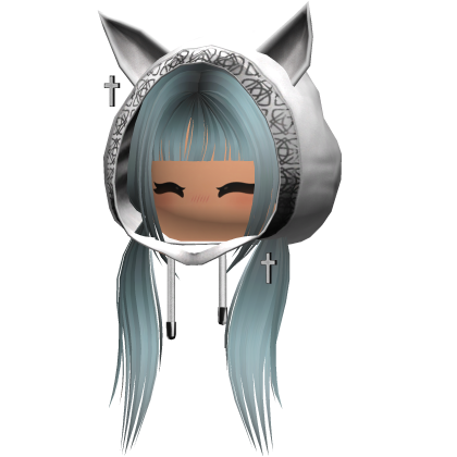 cute girl cat hood front tied hair cross emo y2k Roblox item