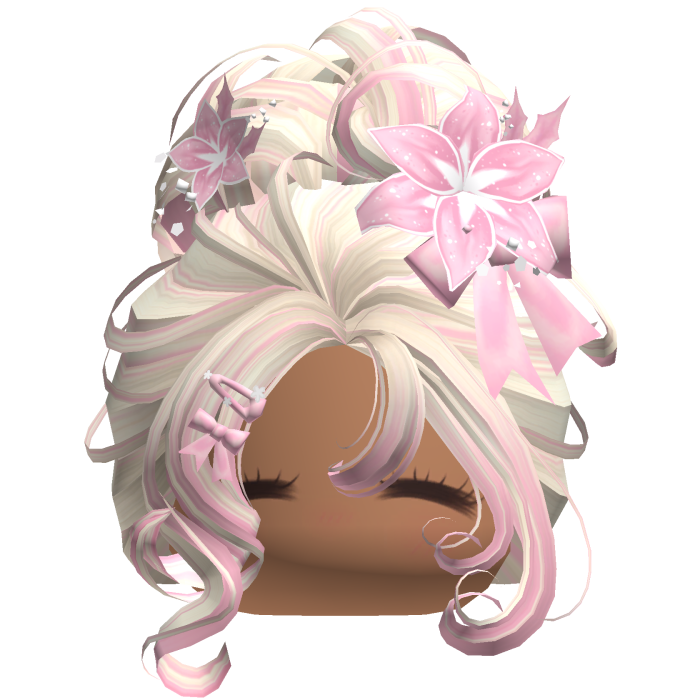 ♡ Christmas Flowery Bun Updo (Pink Beige)