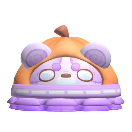 ♡ cute halloween pumpkin bear zombie hat (purple) Roblox item