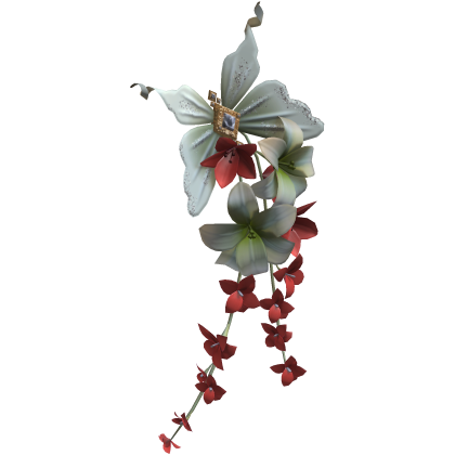 Hair Flower Lily Red & White