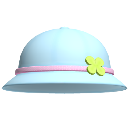 ♡ ꒰ blue clover bucket hat w/ pink band ꒱ ♡ Roblox item