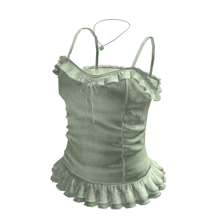 Floral Ruffle Cami Top (Mint)