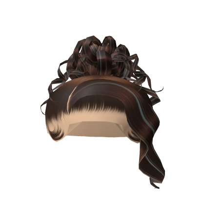 Curly Side Part Bun In Teal Highlights Roblox item