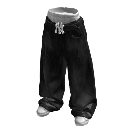 Baggy Black Belted Jeans 