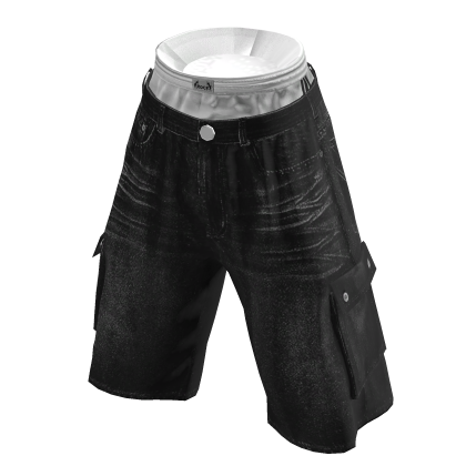 💗Y2K LAYERED BERMUDA DENIM PANTS_BLACK thumbnail