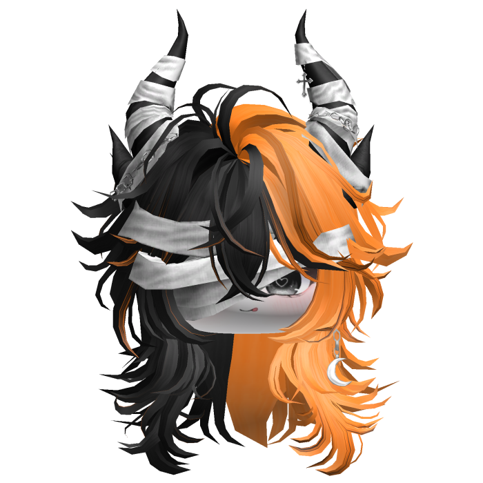 Horned Anime Demon Wolfcut (Black&Gray)
