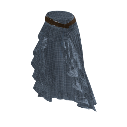 Asymmetric Skirt with Draped Hem (Blue)