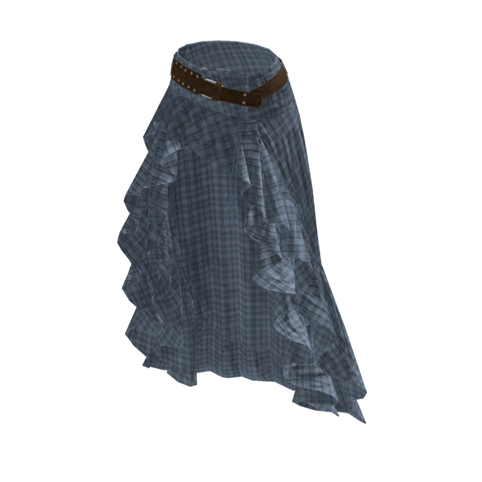 Asymmetric Skirt with Draped Hem (Blue)