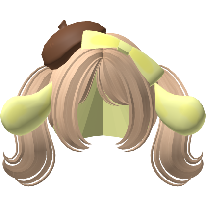 Cute Blonde Hair with Puppy Ears and Beret Roblox item