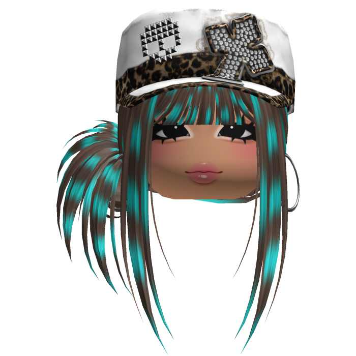 Gyaru Side Bun Hair w/ Cheetah Cap & Earrings