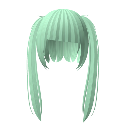 cute moe long straight pigtails in mint green Roblox item