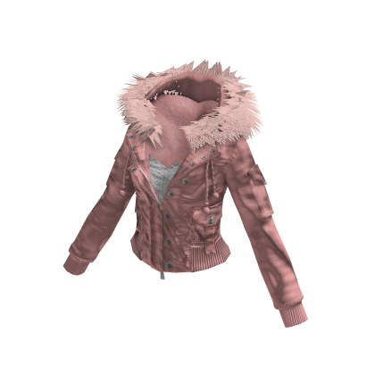 Jacket with Fluffy Collar (Pink)