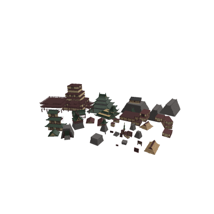 Low Poly Japanese Buildings Color 1