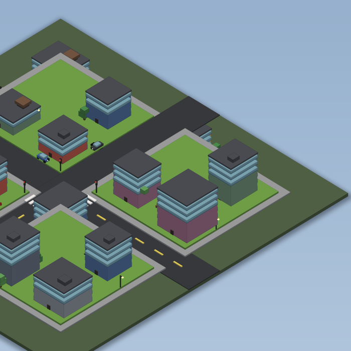 Low Poly City Map Town Street Buildings Kit preview 4