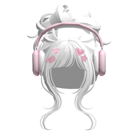 Wispy Cute White Bun W/ Headphones thumbnail