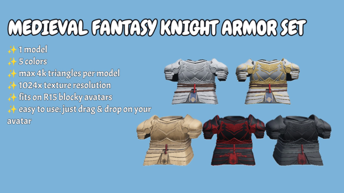 [R15] Medieval fantasy knight armor set preview 1