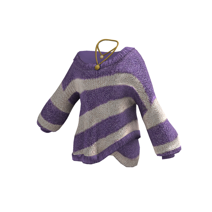 Y2K Striped Knit Sweater w/ Necklace (Purple)