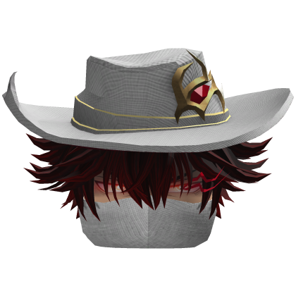 Fluffy Hair with Mask & Hat - White Red