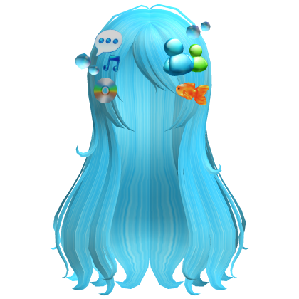 frutiger aero blue  wispy long flowy hair