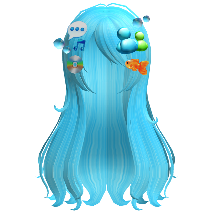 frutiger aero blue  wispy long flowy hair