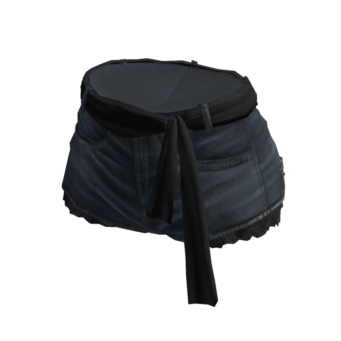 Sash Tie Denim Shorts (Dark Blue)