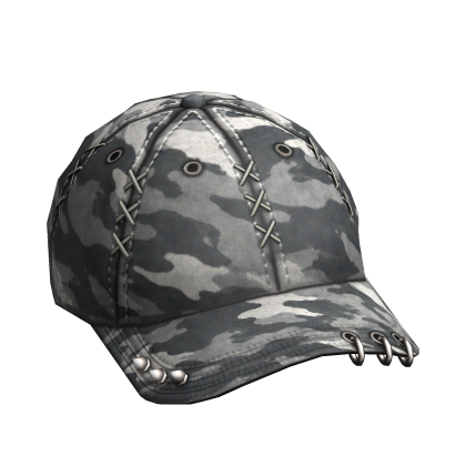 Y2K Punk Grunge Emo Gray Camo Streetwear Cap Roblox item