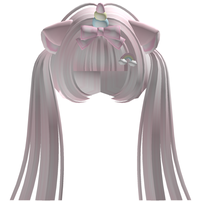 cute unicorn kitty cat ear pigtails in pink