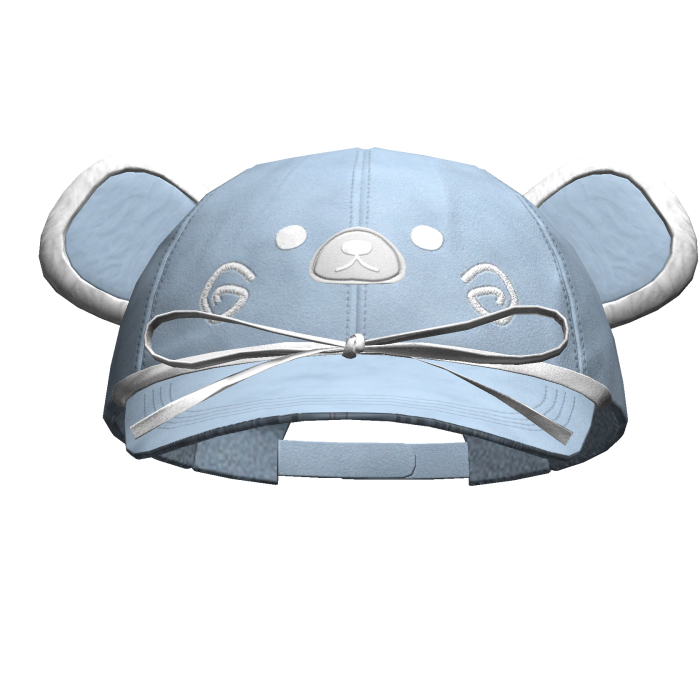 Kawaii Bear Cap W/ Bow Blue&White