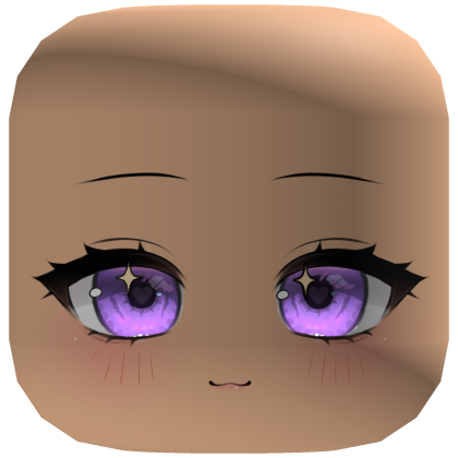 cute glowing purple sparkle eyed anime chibi face