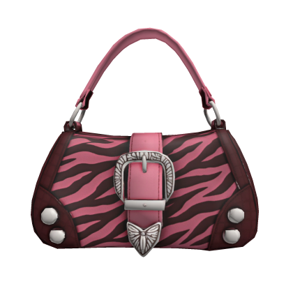 Pink zebra silver studded shoulder bag