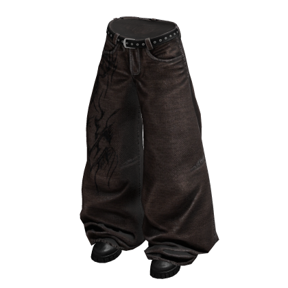 Brown Y2K Tribal Baggy Jeans