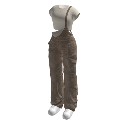 🍀Oversized Denim Overalls Outfit (Brown)