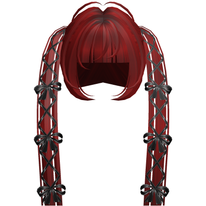 ♱ Red Goth Royal Pigtails w Black Bow Roblox item