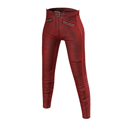 Red Leather Biker Pants